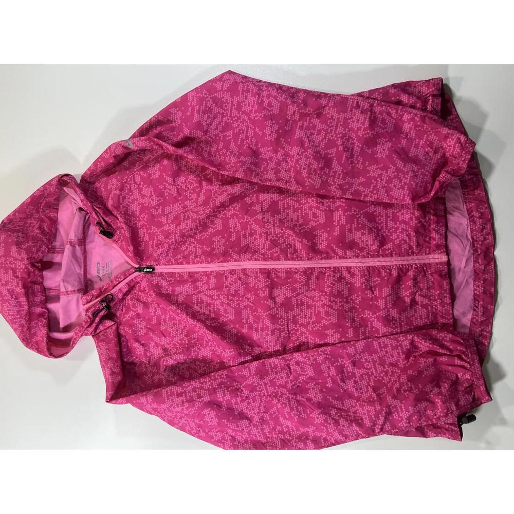 Asics Pink Hooded Lightweight Running Jacket Large womens